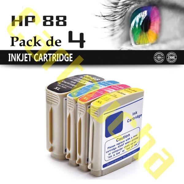 Pack 4 Cartouches Encre Compatibles Pour Hp N°88 Cartoucha Vente De Tous Produits Dencres 8788