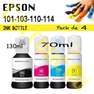 PACK 4 BOUTEILLES ENCRE COMPATIBLE POUR EPSON 110-103-101